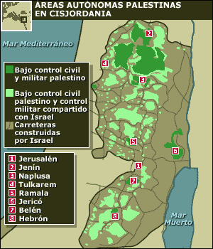Áreas autónomas palestinas en Cisjordania